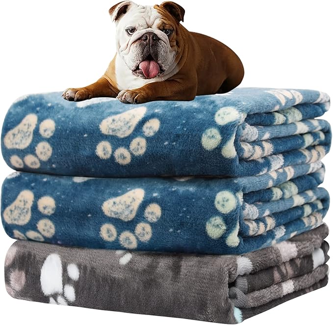 Rezutan Dog Blankets for Medium Pet, 3 Pack Blanket Fuzzy Cat Blankets Washable by Rezutan