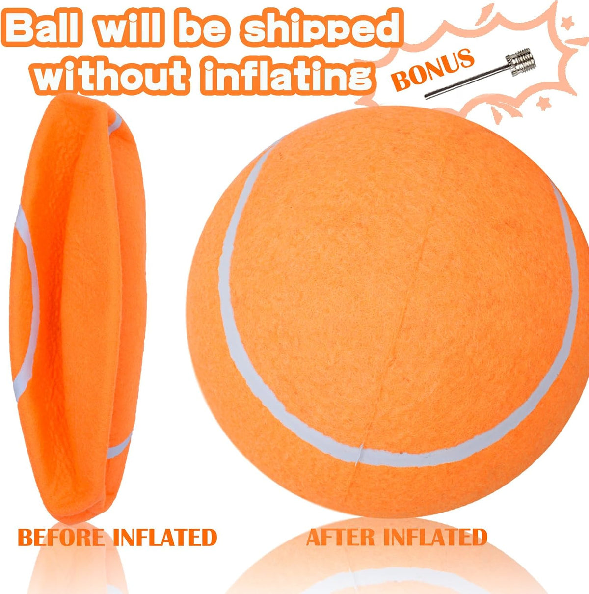 Banfeng Big Tennis Ball for Dogs, Giant Dog Tennis Ball Toy Large Outdoor Sports Gift for Small Medium Large Dog (Orange, 9.5 inch)