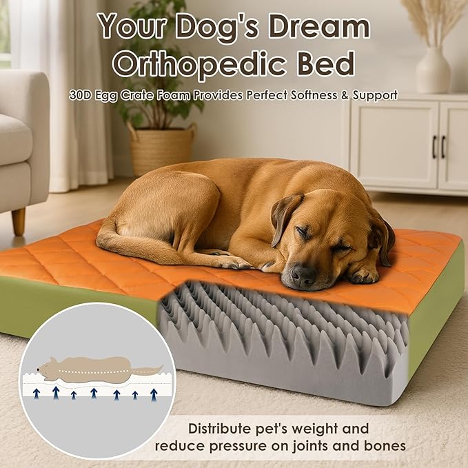 35.5" x 23.5" x 4.7" Large Orthopedic Dog Beds, Waterproof Faux Leather Memory - Image 2