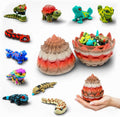 Reptile Collection with Rustic Stone Egg Hatchery - 10 Articulated 3D Printed Mini Lizards, Snake & Turtles, Miniature Shelf Display for Reptile Enthusiasts, 3D Printed Lizard and Snake Set