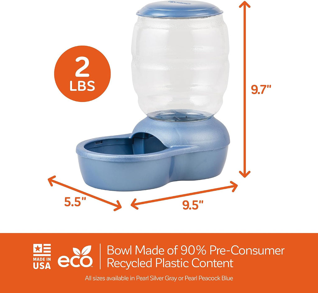Petmate Replendish Gravity Feeder with Microban, Pearl Peacock Blue, 2lbs