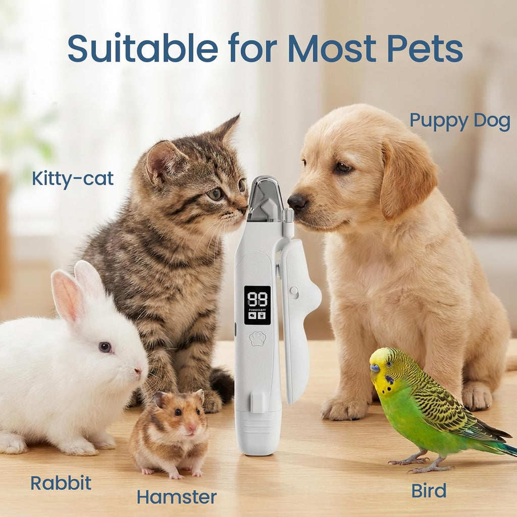 Dog Electric Nail Clippers & Grinder with LED Light,Quiet Cat Nail Trimmer