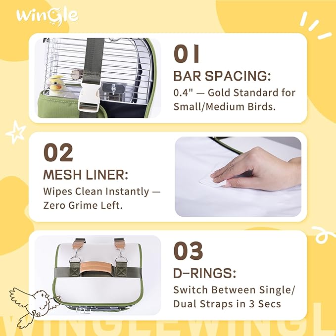 Bird Carrier Travel Cage 12in Small Bird Cage 4 in 1 Bird Backpack - Image 5