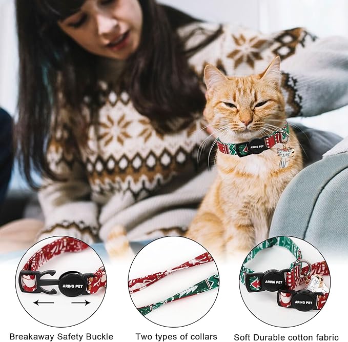 ARING PET 2 Pack Christmas Cat Collars-Cute Cat Collar Breakaway - Image 2