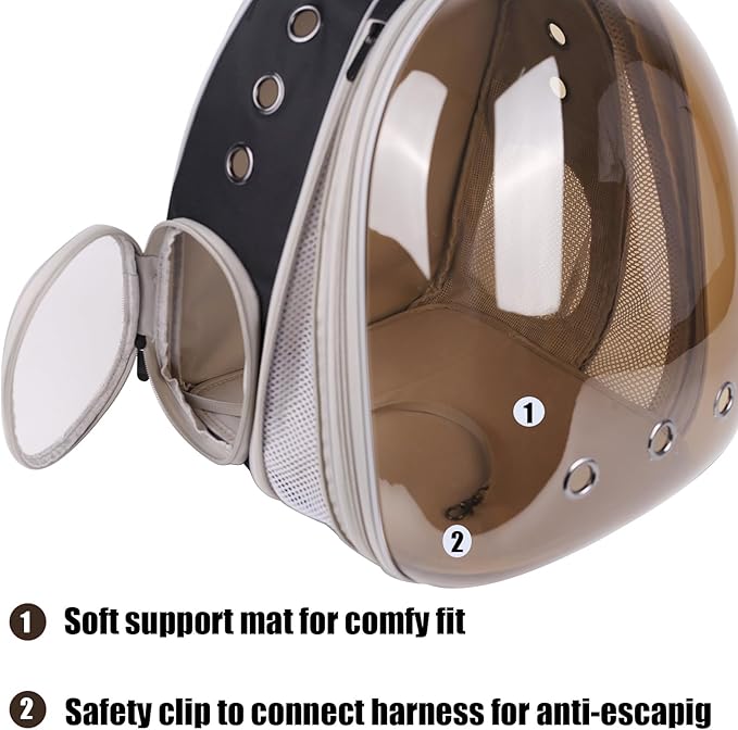 Front Expandable Cat Backpack Carrier, Fit up to 20 lbs, Polarized Tinted Brown - Image 6