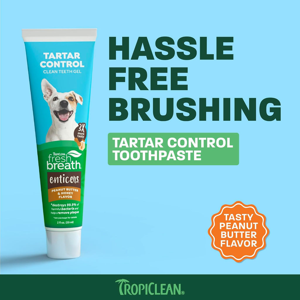 TropiClean Fresh Breath Enticers Peanut Butter & Honey Teeth Gel for Dogs 2 oz.