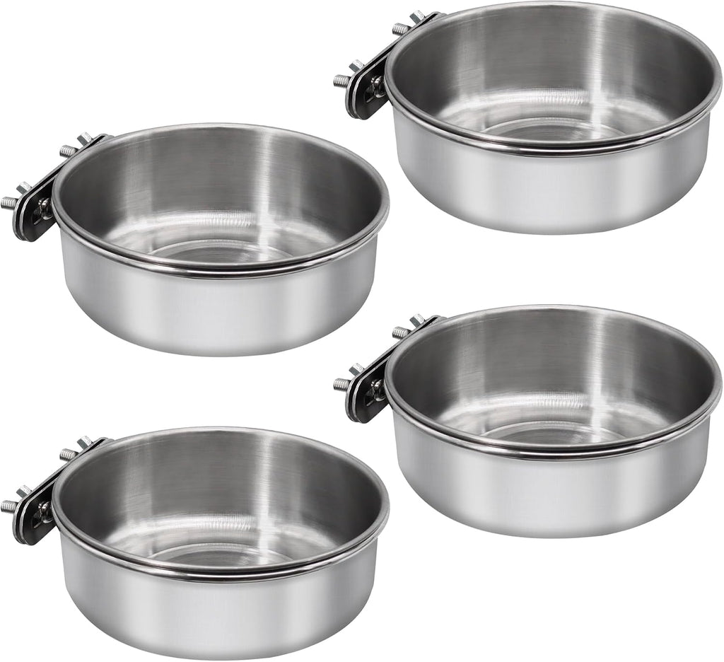 Stainless Steel Bird Feeding Dish Cups, 4 Pack, Medium