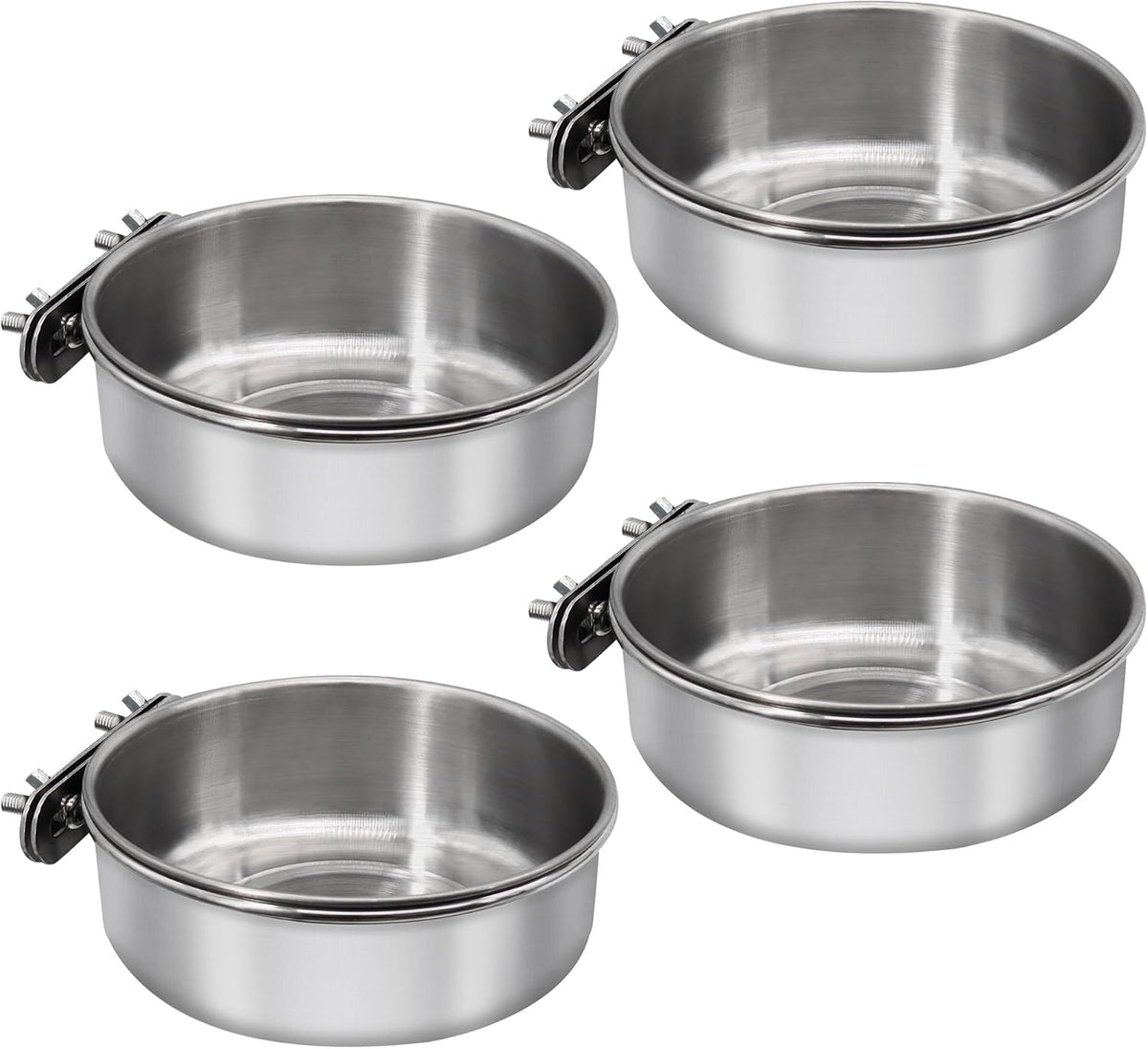 Stainless Steel Bird Feeding Dish Cups, 4 Pack, Medium