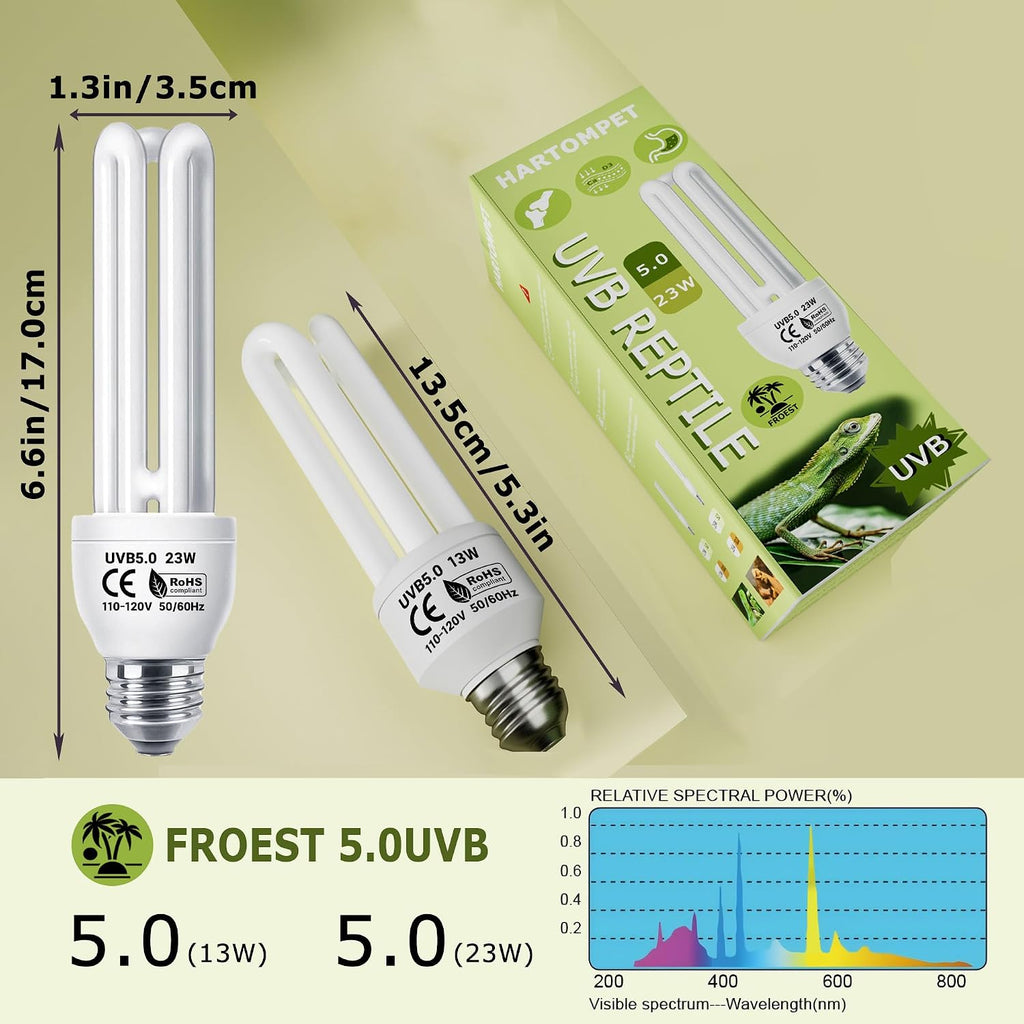 UVB 5.0 26W Tropical Reptile Bulb, Compact Fluorescent UVB Lamp
