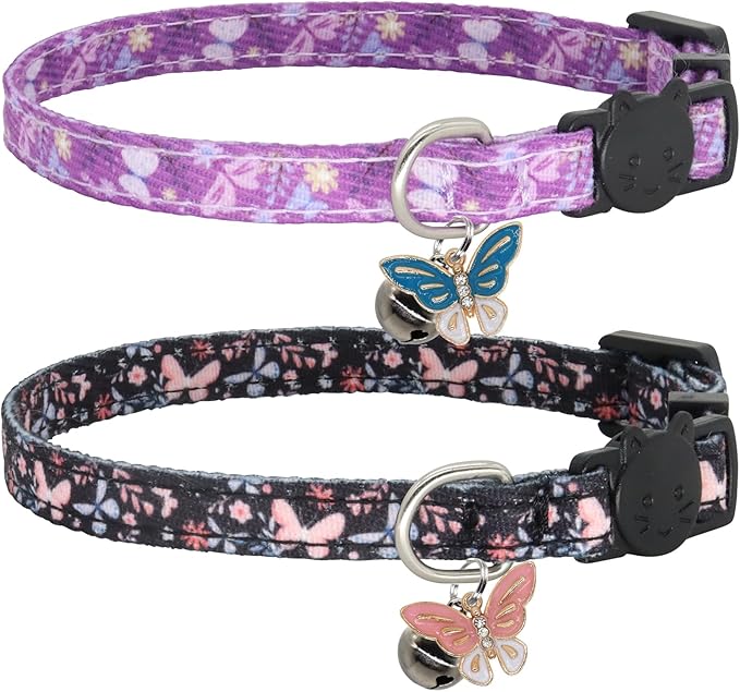 Cat Collar Breakaway, 2 Pack Cotton Cats Collars by Giecooh