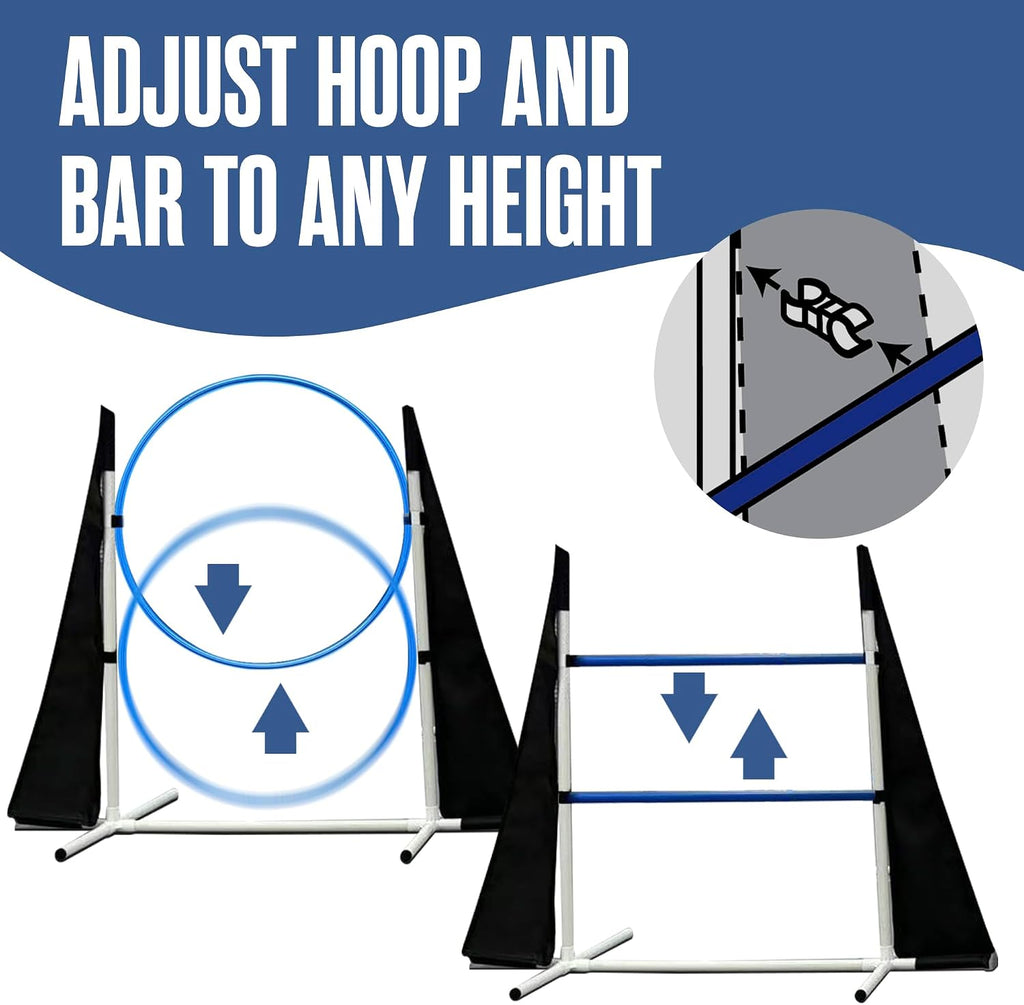 Dog Agility Course Backyard Set, Dog Agility Equipment, Weave Poles, Jumps