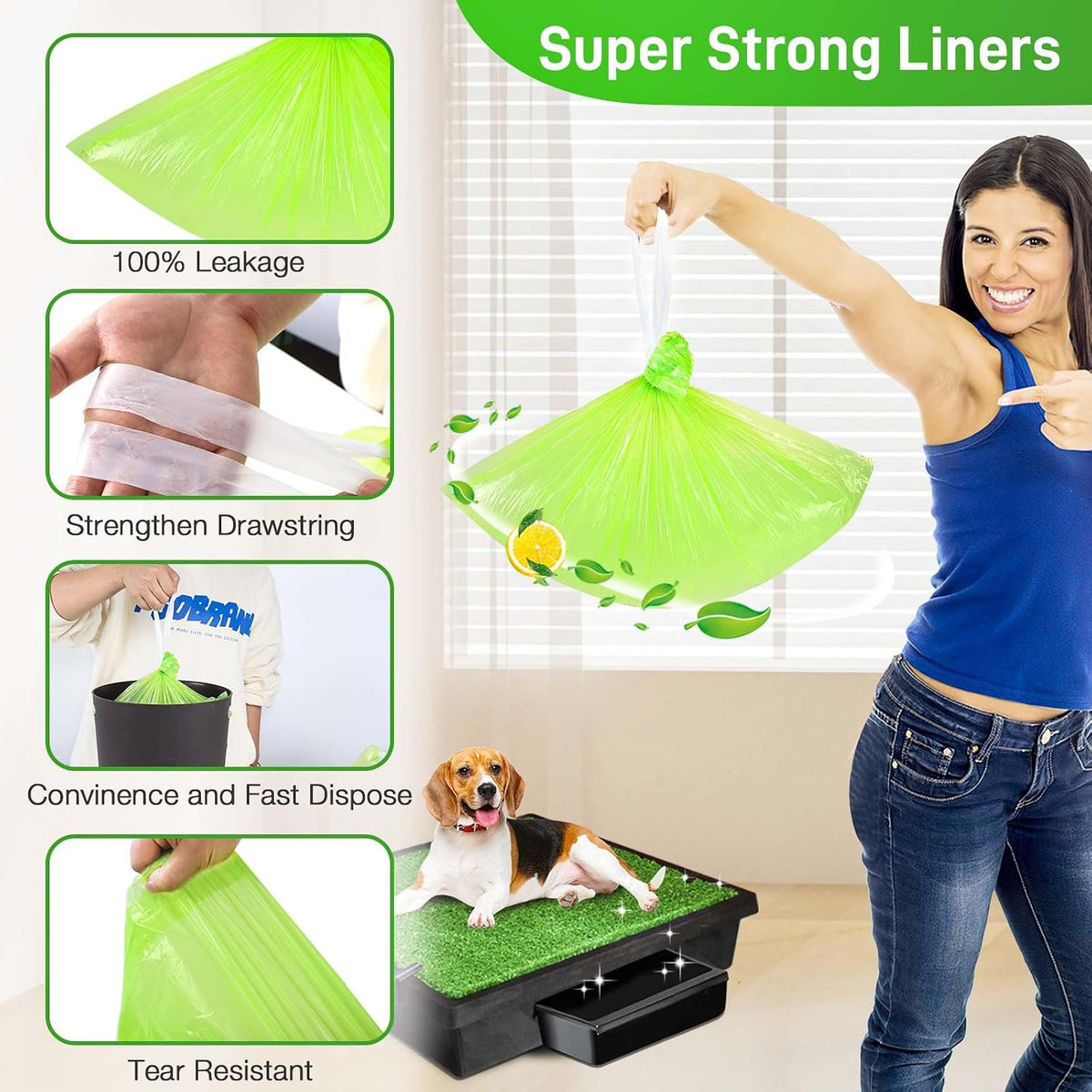 30 Pack Pet Loo Liners with Super Absorbent Pads for Petsafe Dog Potty Disposable Drawstring Pet Pee Pod Tray Bags Urine Disposal Kit Lemon Scent