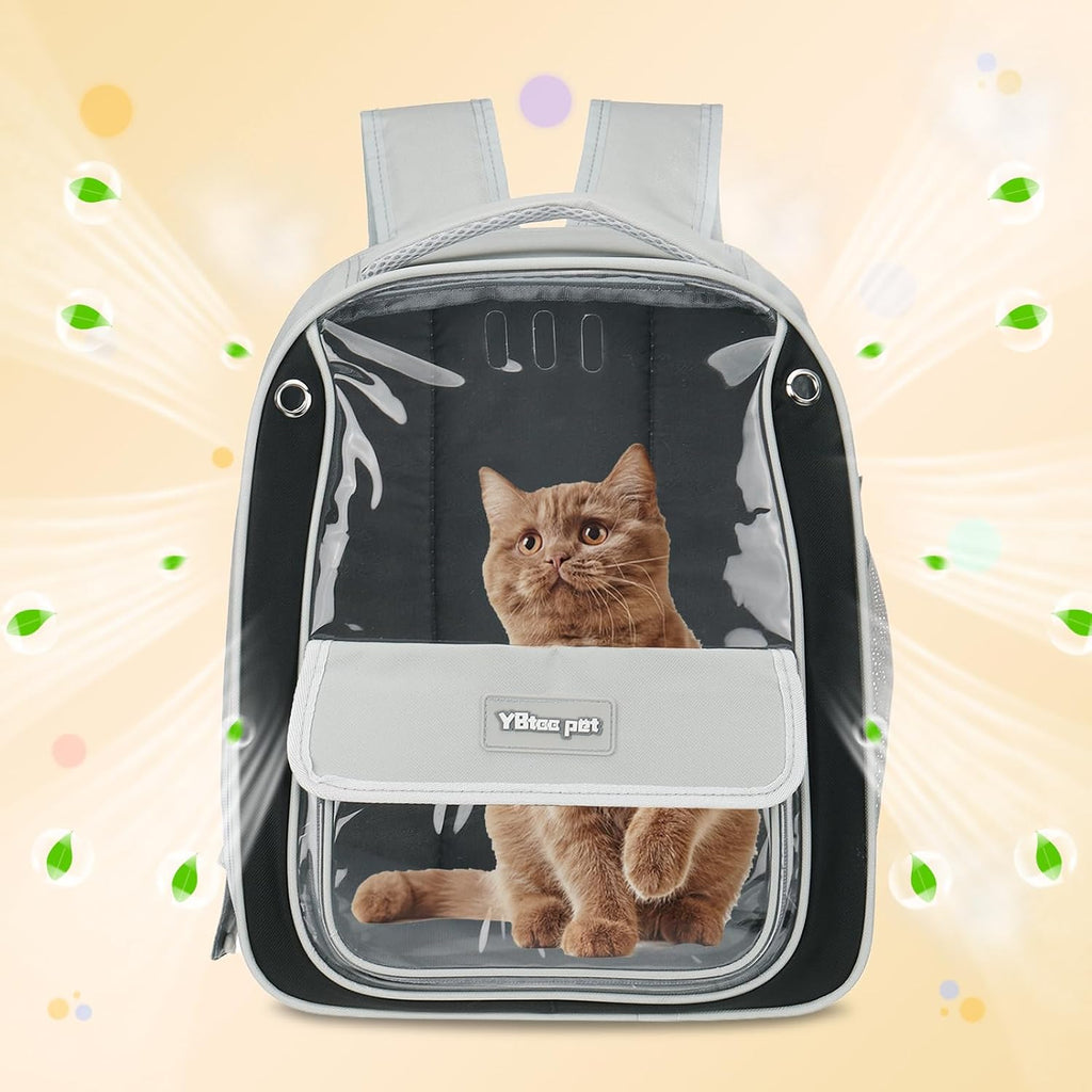 Pet Backpack Carrier, Portable and Ventilated, Oxford Cloth, Dogs Cats and Small Animals Travel Bag 13", (Gray, 1 Pcs), Intended for Hiking/Camping/Traveling