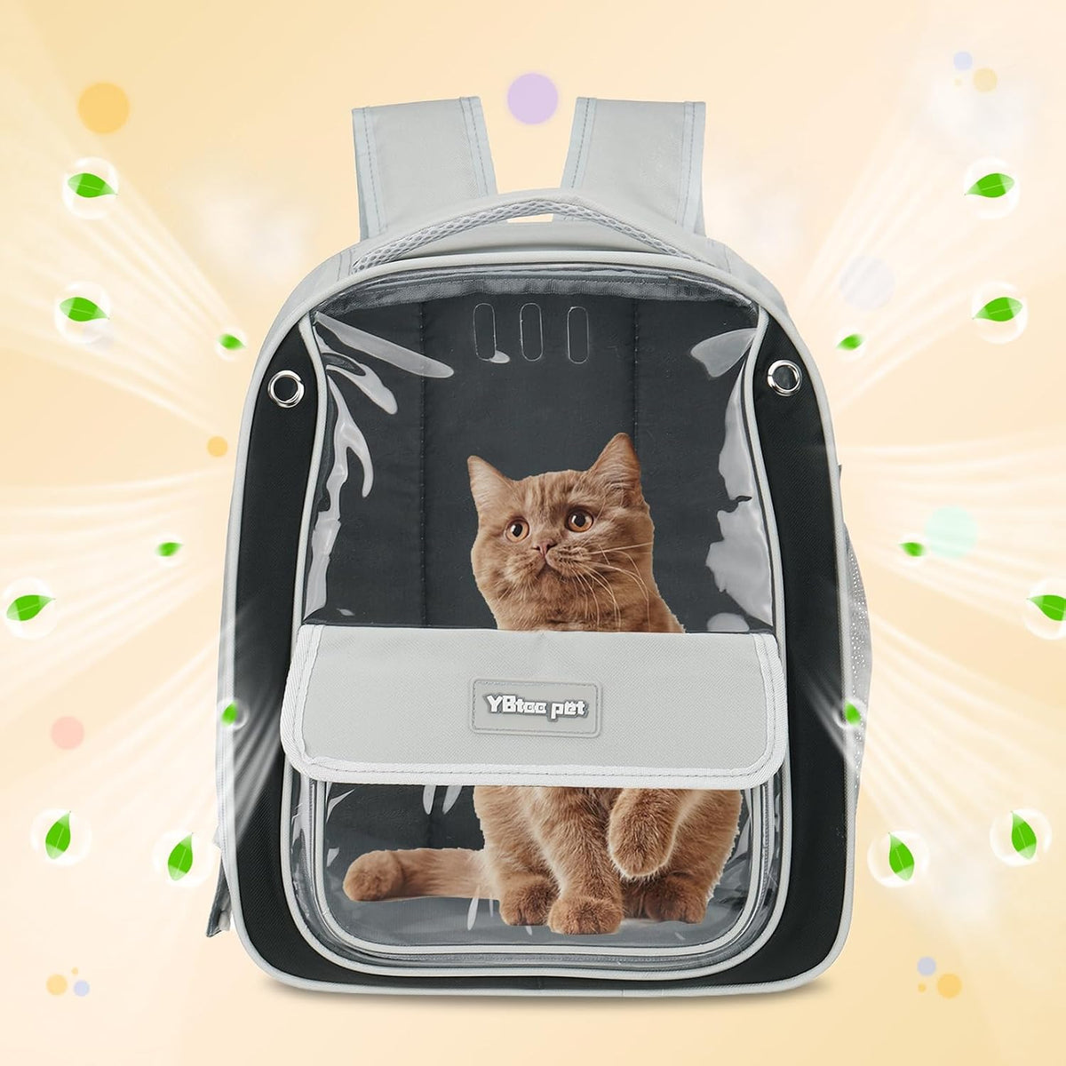 Pet Backpack Carrier, Portable and Ventilated, Oxford Cloth, Dogs Cats and Small Animals Travel Bag 13", (Gray, 1 Pcs), Intended for Hiking/Camping/Traveling
