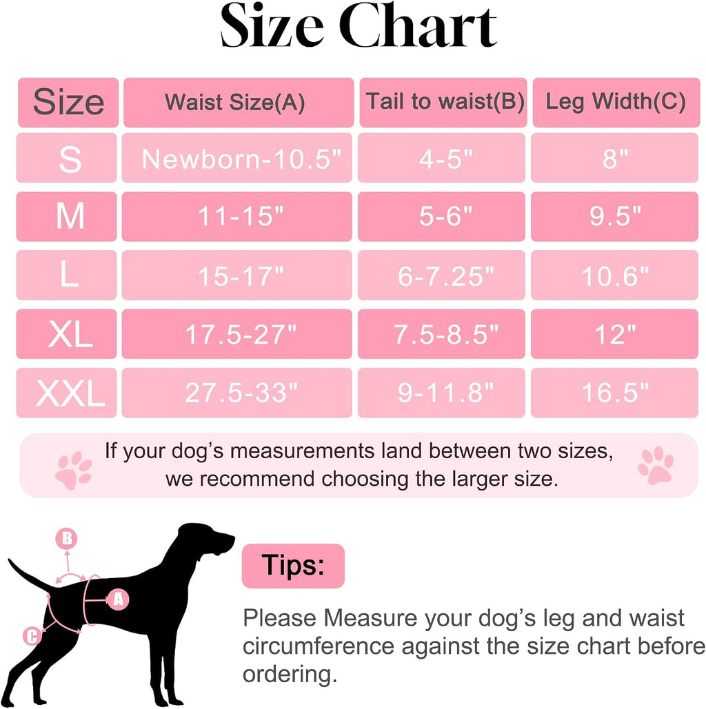 Dog Diapers Female 5 Pack - High Absorbent Diaper for Dog Incontinence - Reusable Diapers with Adjustable Hook & Loop for Doggie & Puppy in Heat,Pink Flowers L