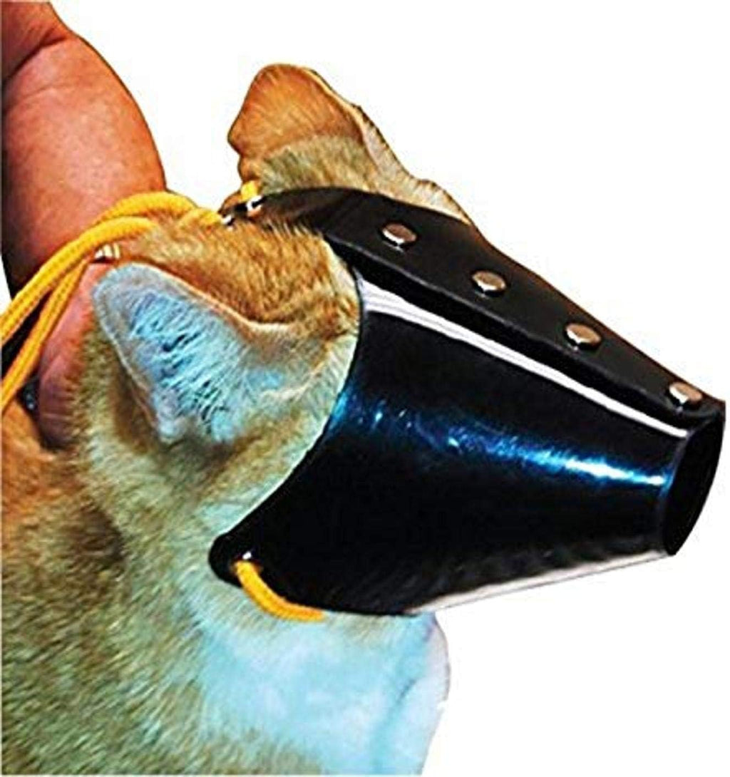 JorVet Cat Muzzle -Large Size | Durable Black Plastic with Adjustable Drawstring | Secure Fit for Large Cats & Brachycephalic Breeds | Veterinary-Quality Restraint for Grooming & Exams