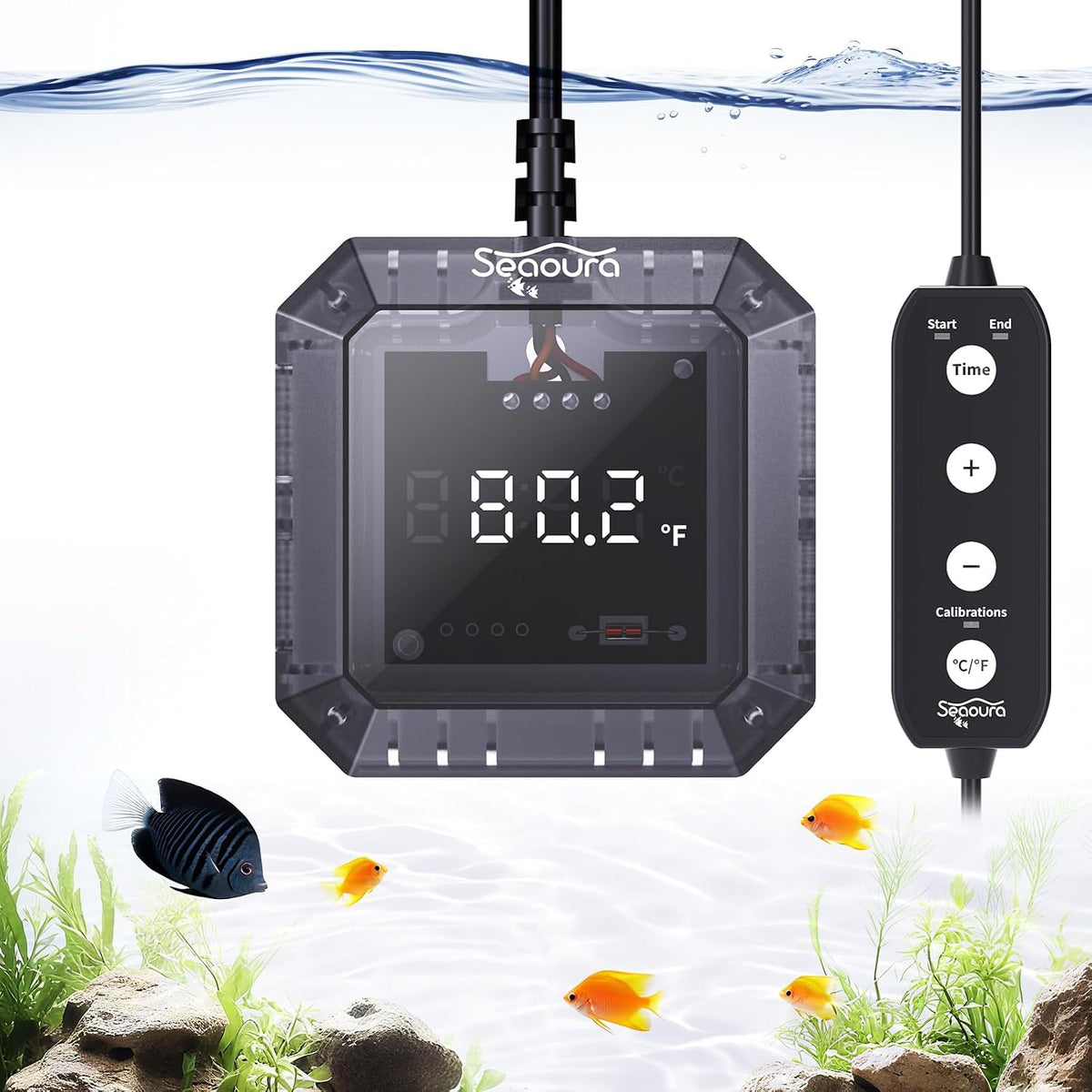 Aquarium Thermometer Submersible, Digital Fish Tank Thermometers with USB