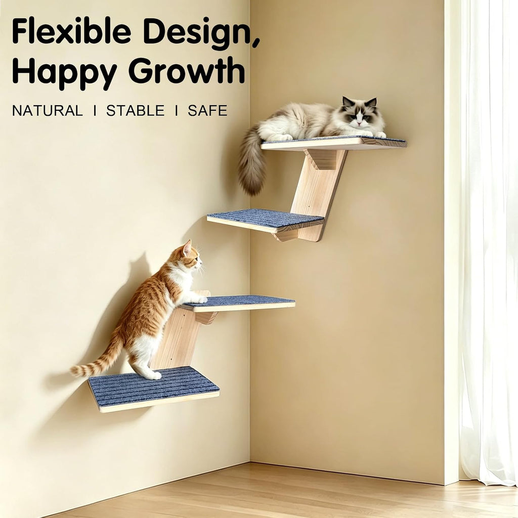 Cat Wall Shelves 2 Platform Kitten Tree Shape Wall-Mounted Floating Shelf