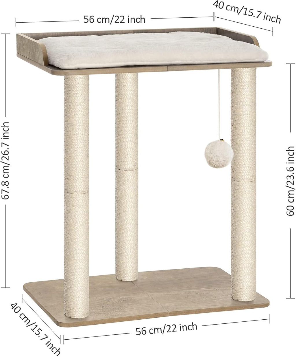 FourFurPets Modern Cat Tree for Large Cats, Full Sisal Cat Scratching Post