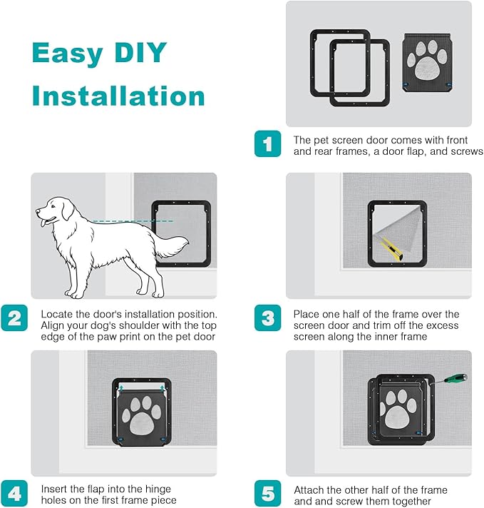 Ownpets Dog Screen Door, Inside Door Flap 12x14x0.4 Inch, Lockable Pet Screen - Image 6