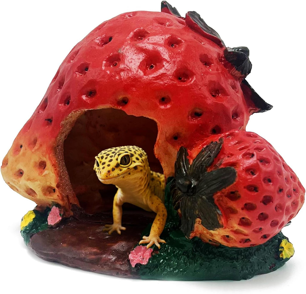 Leopard Gecko Reptile Hide Bearded Dragon Caves Strawberry Lizard Hideout Tank Accessories Crested Snake Décor Amphibian Habitat Decoration