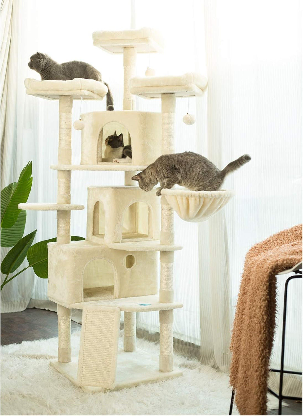 Hey-brother Cat Tree Tower with Multi-Level Large Condo, Platform, MPJ032M