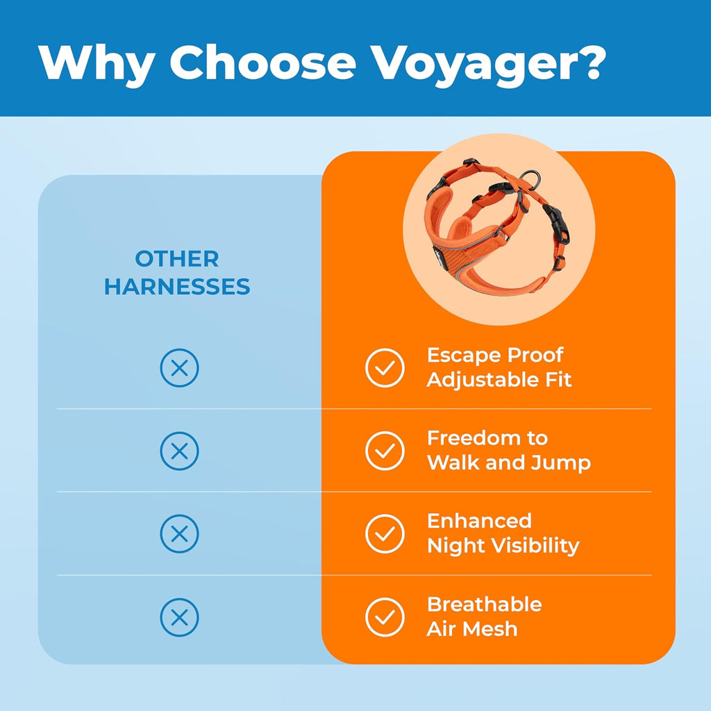 Voyager Escape-Proof Step-in Harness & Leash - Orange, Medium