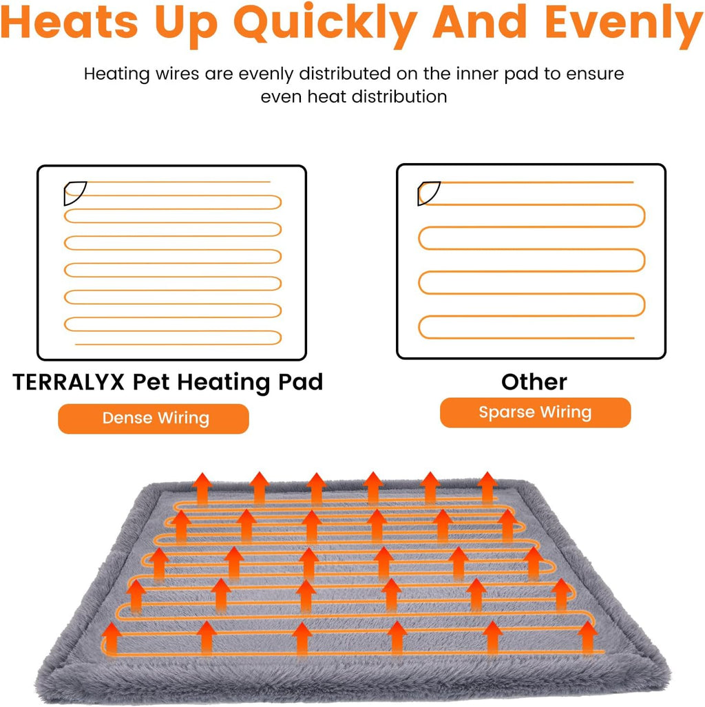 Cat Heating Pad with Timer, 9 Temperature Adjustable,Waterproof Electric Pet Heating Pad with Velvet Cover,Auto Power-Off, Anti-bite Dog Heat Pad for Dogs Cats -17.7''x15.7''