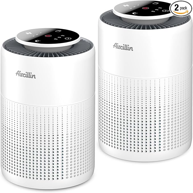 2 Pack Air Purifiers for Home Bedroom H13 True HEPA Air Filter Cleaner by Aircillin