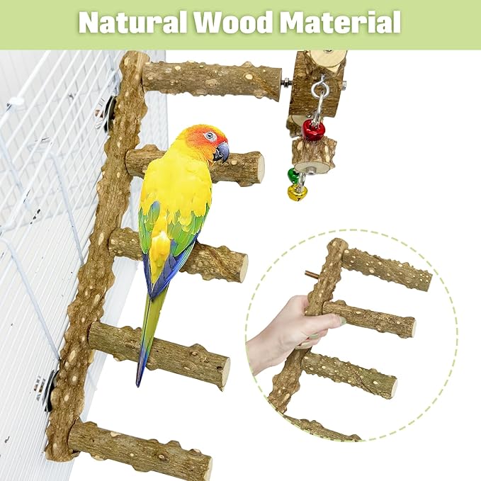 BNOSDM Natural Wood Bird Ladder Perch - Image 6