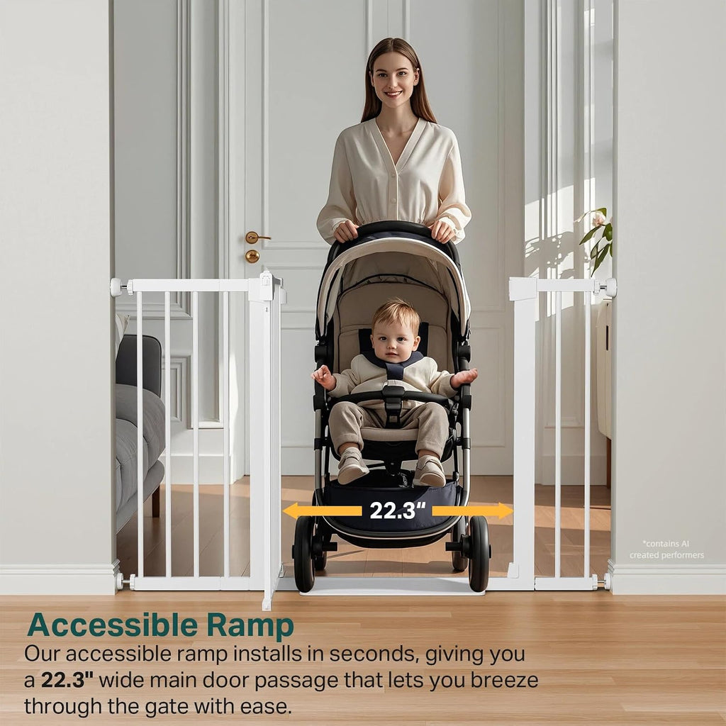 Cumbor 46" Auto Close Baby Gate & Cumbor 48" Dog Gate, Durable Child Gate for Stairs, Doorways, Easy Walk Thru Dog Gate for House for Doorways