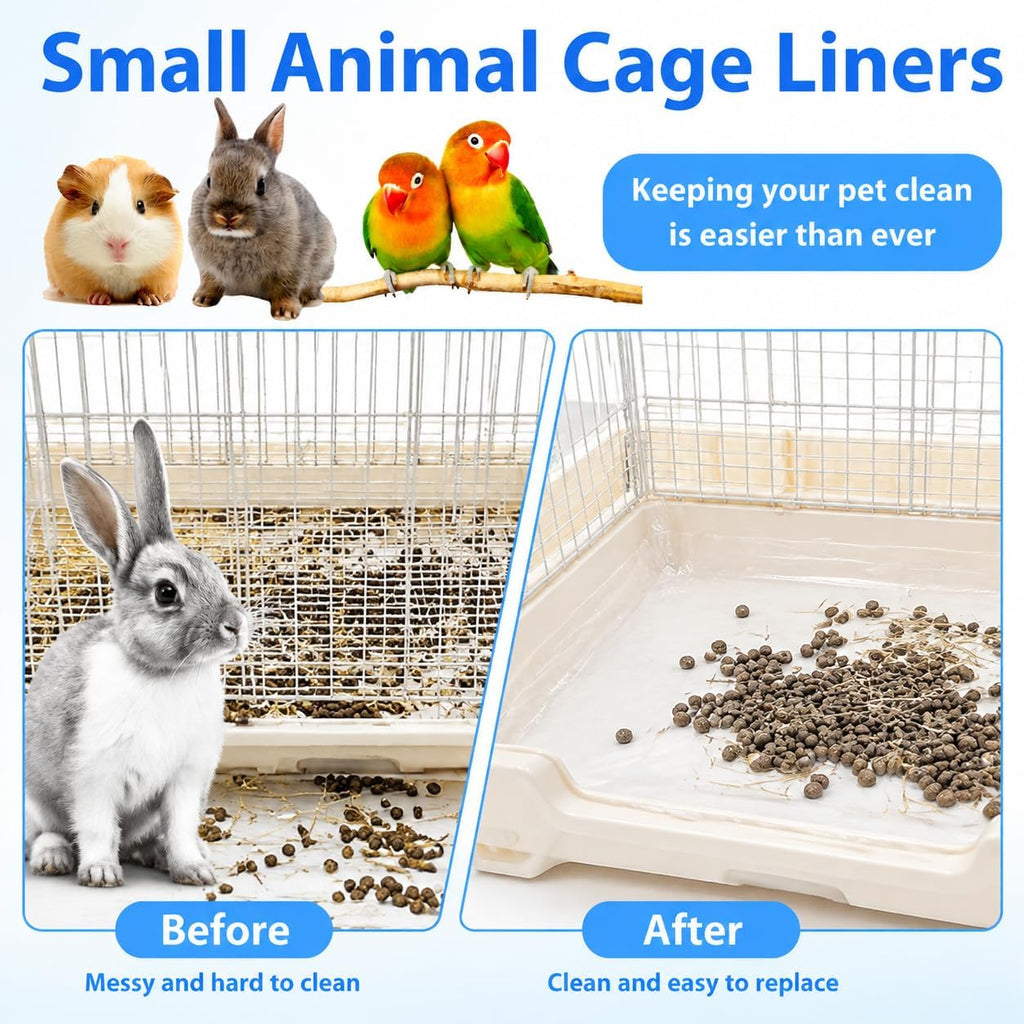 50 PCS Disposable Rabbit Cage Liner Bags, Thickened Small Animal Litter Tray Liners with Elastic Edge, 3-Second Quick Cleanup for Bunny, Guinea Pig, Ferret, Chinchilla and Cat, 40-Inch Stretched Size