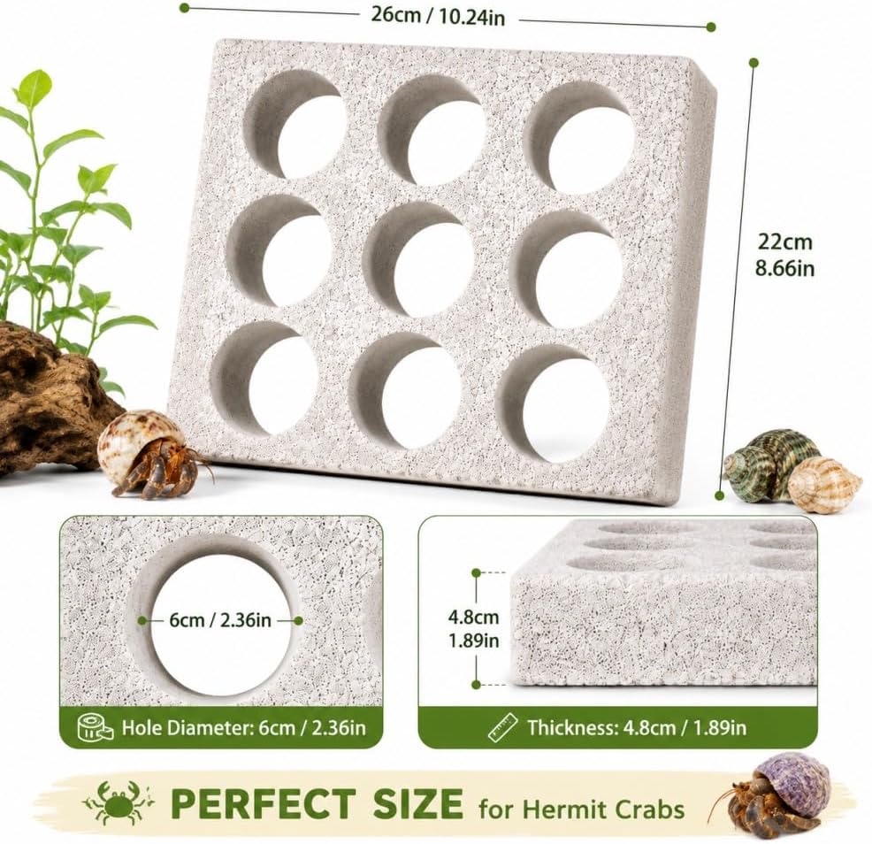 Hermit Crab Climbing Wall, Hermit Crab Tank Accessories with Honeycomb Hideout Shelter, Vertical Climbing Toy Habitat Decor with Multiple Holes for Pet Hermit Crabs