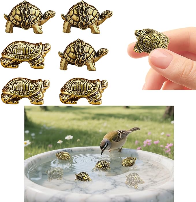 6 Pcs Copper Bath Disks Ornaments Mini Turtle Shape, Retro Copper Birdbath by Unknown