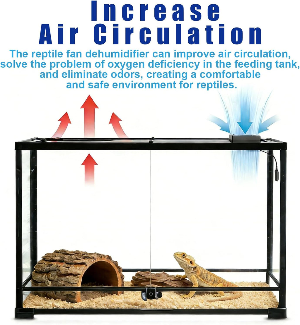 kathson Reptile Ventilation Fan with Humidity Sensor, Reptile Dehumidifier with LED Digital Thermometer for Reptile Enclosure and Terrarium, Terrarium Fan for Snake Bearded Dragon Gecko