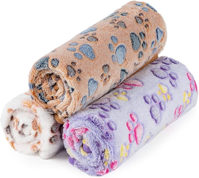 Dono 1 Pack 3 Dog Blankets, Soft Fluffy Fleece Pet Blanket Warm Sleep Mat Paw - Image 3