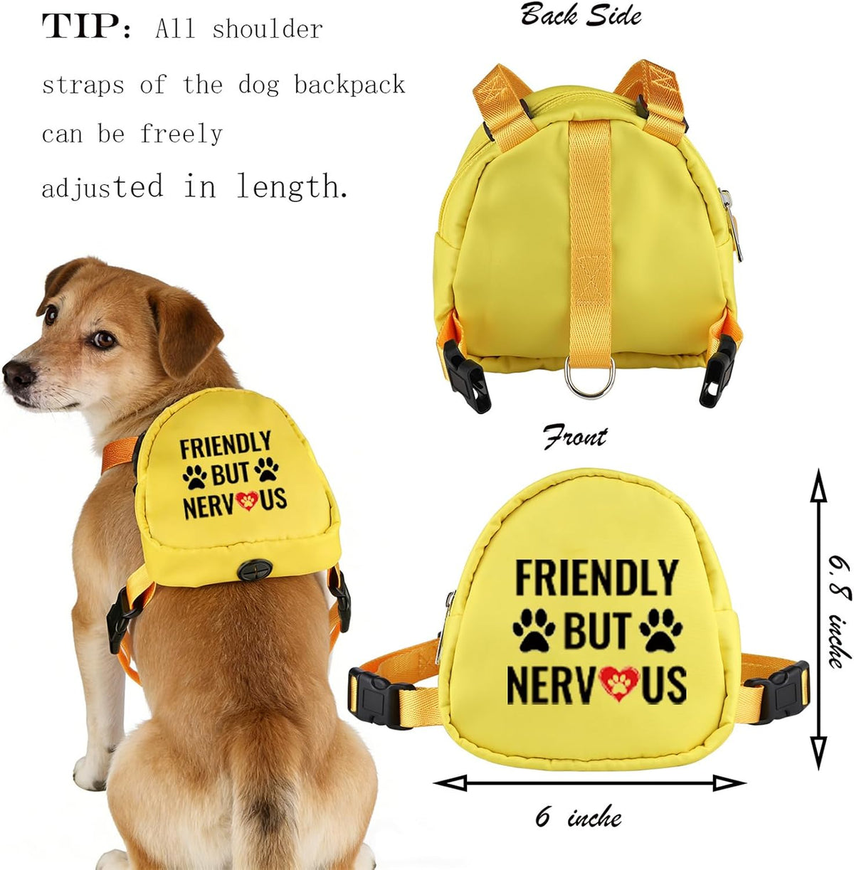 Nervous Dog Backpack Friendly But Nervous Pet Travel Bag for Dogs Social Distancing Gift (Friendly But Nervous)