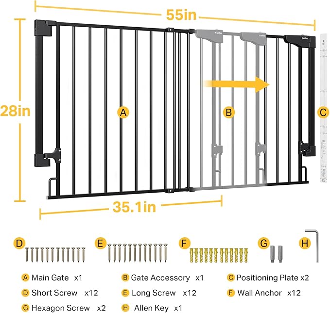 Cumbor 35.1–55" No Bottom Bar Baby Gate - Image 8