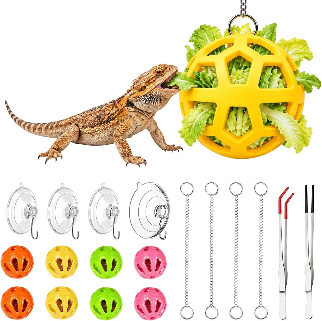 19 Pcs Bearded Dragon Vegetable Feeder Ball, Reptile Enrichment Toys