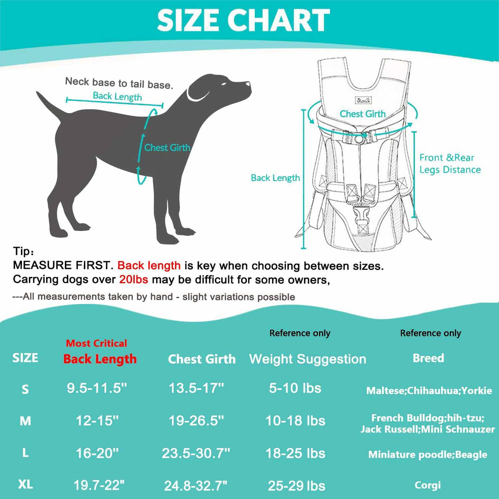Lukovee Dog Backpack Carrier, Adjustable Front Carrier for Small Breeds, M