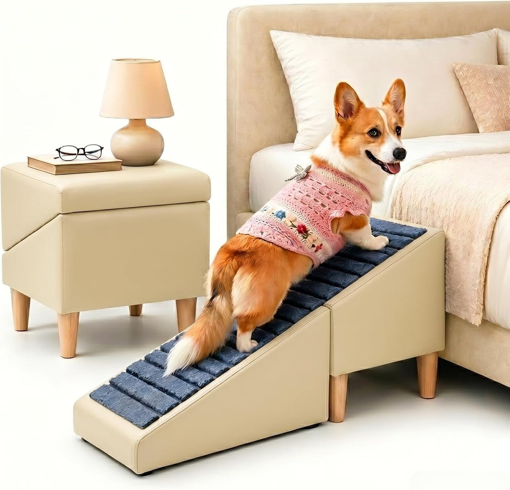 Compact Dog Stairs for Small Dogs, Foldable Pet Ramp for Couch Bed