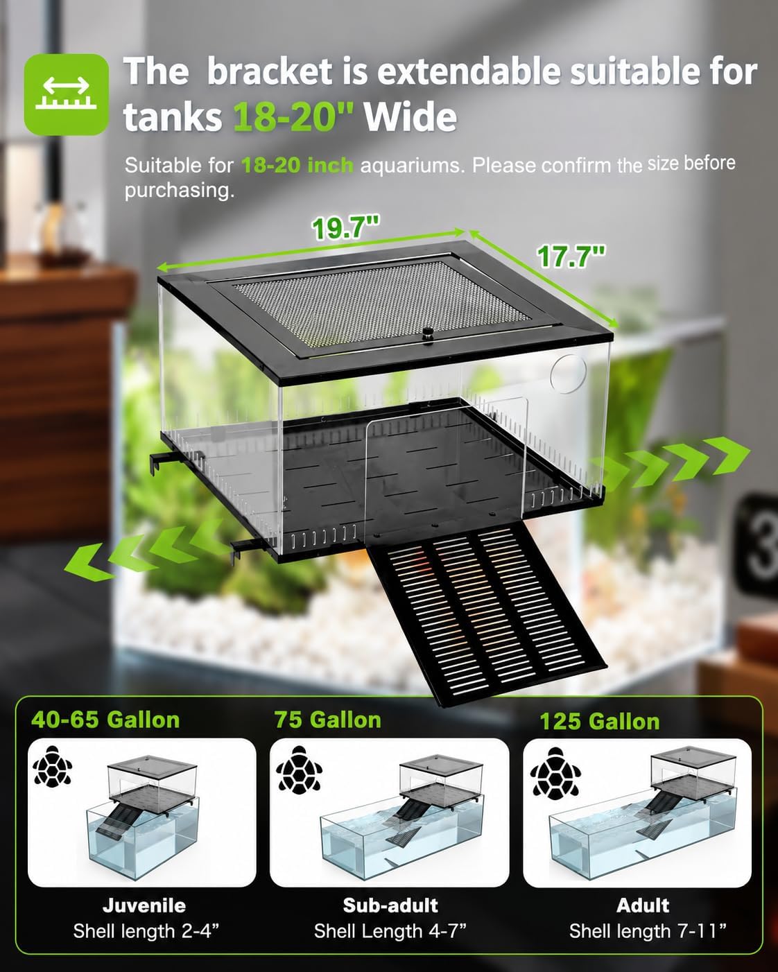 Above Tank Turtle Basking Platform with Stand, for 40-75 Gallon Aquariums