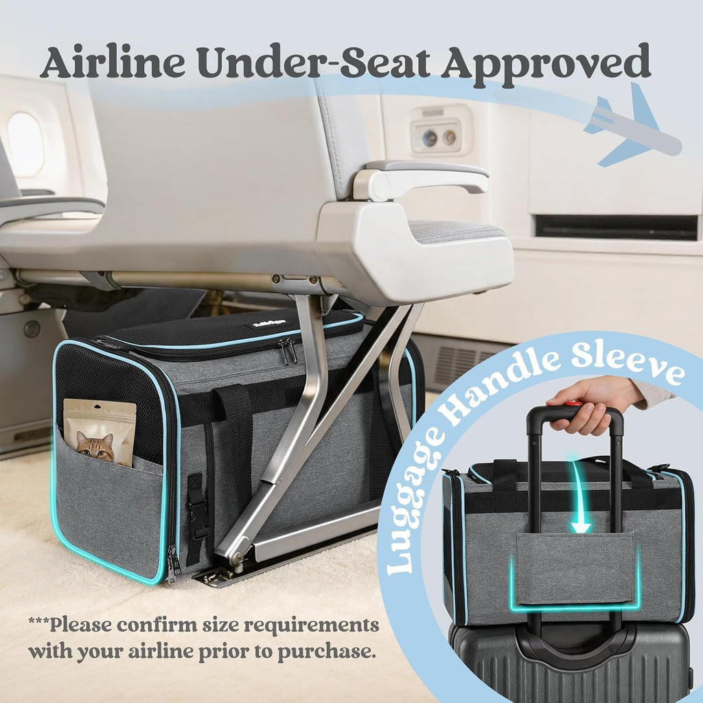 rabbitgoo Cat Carrier Soft with Rollable Flap, Travel Safe for Car Airline