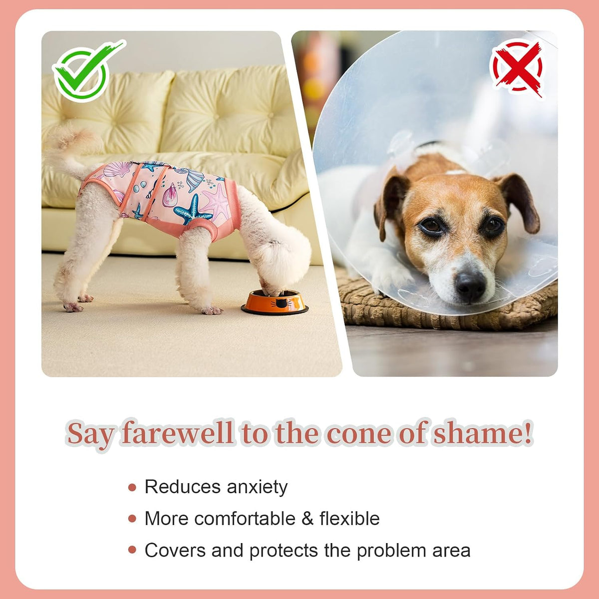 Recovery Suit for Dogs Cats,Female Male Dog Onesie for Spay Neuter,Substitute E-Collar & Cone,Anti-Licking Breathable Onesie for Small Medium Large Dogs Cats (Starfish,S)