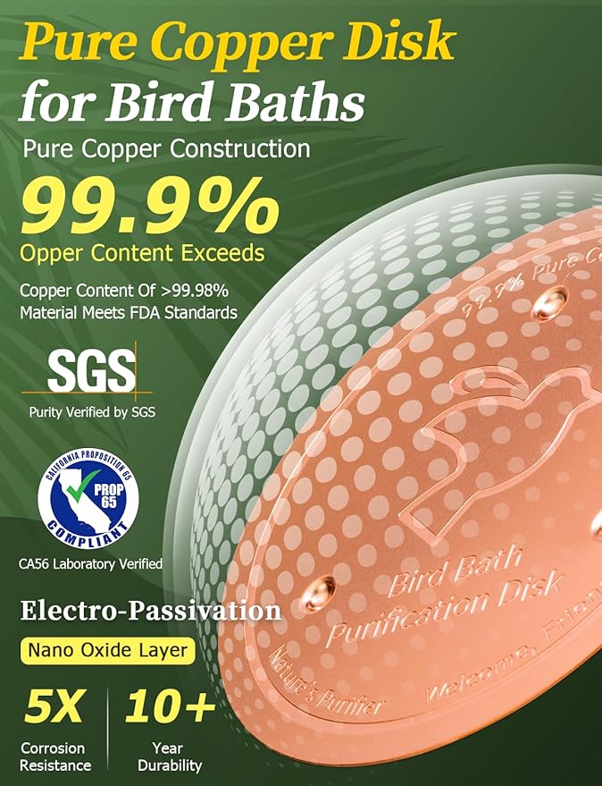 Mellbree 4-Pack Bird Bath Copper Disk, 0.6mm Reinforced 99.99% Pure Copper - Image 4