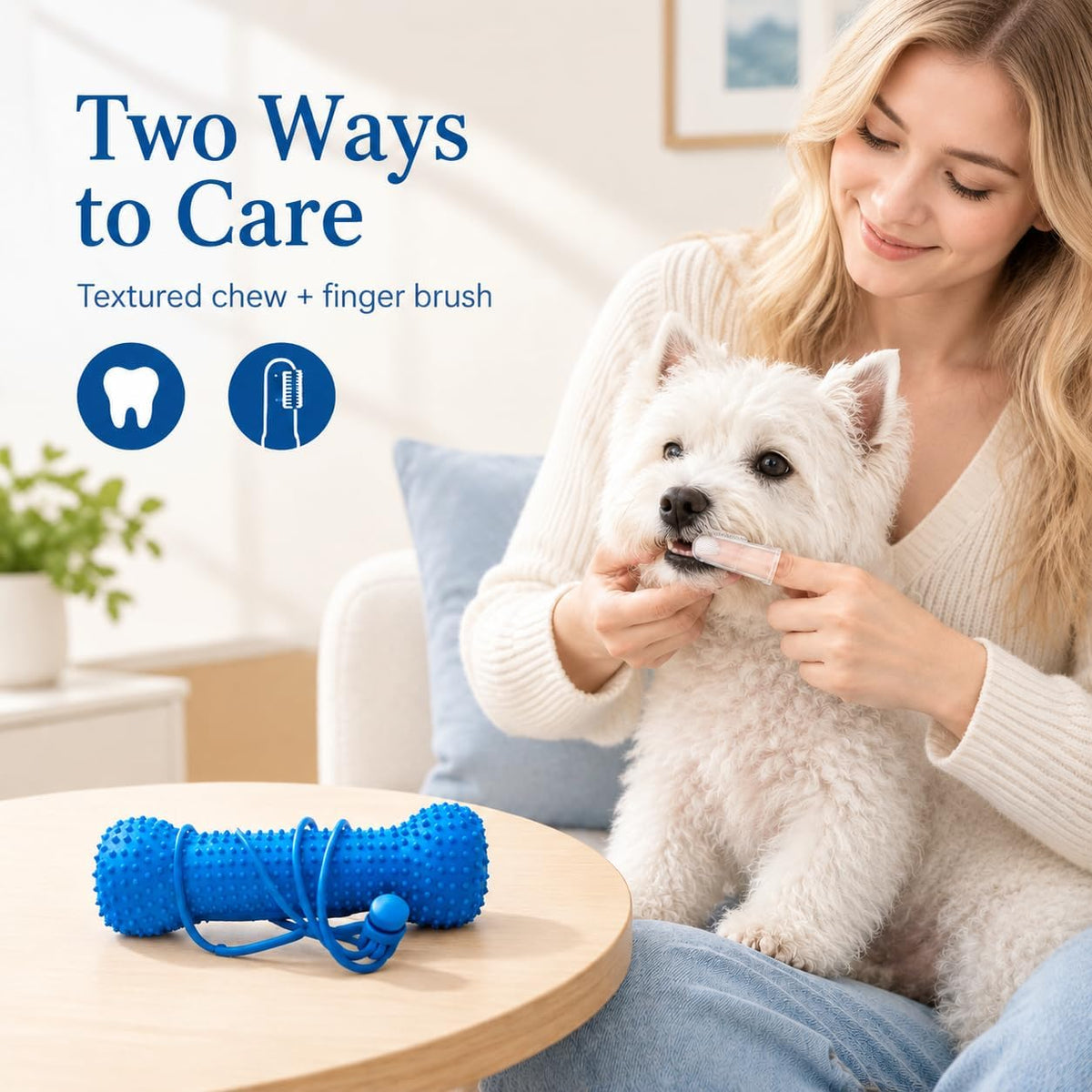 2Pc Dual-Action Canine Dental Prop，bite and Brush Dental Toy for Dogs, Teeth Cleaning Fresh Dog Tartar and Plaque Remover, Woof Tooth Hard Off, Brushing Toothbrush Tools Care Chew Toys