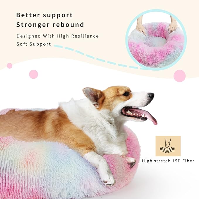 Calming Dog Bed for Medium Dogs Washable Donut 30 inches Anti-Slip Pet Bed - Image 4