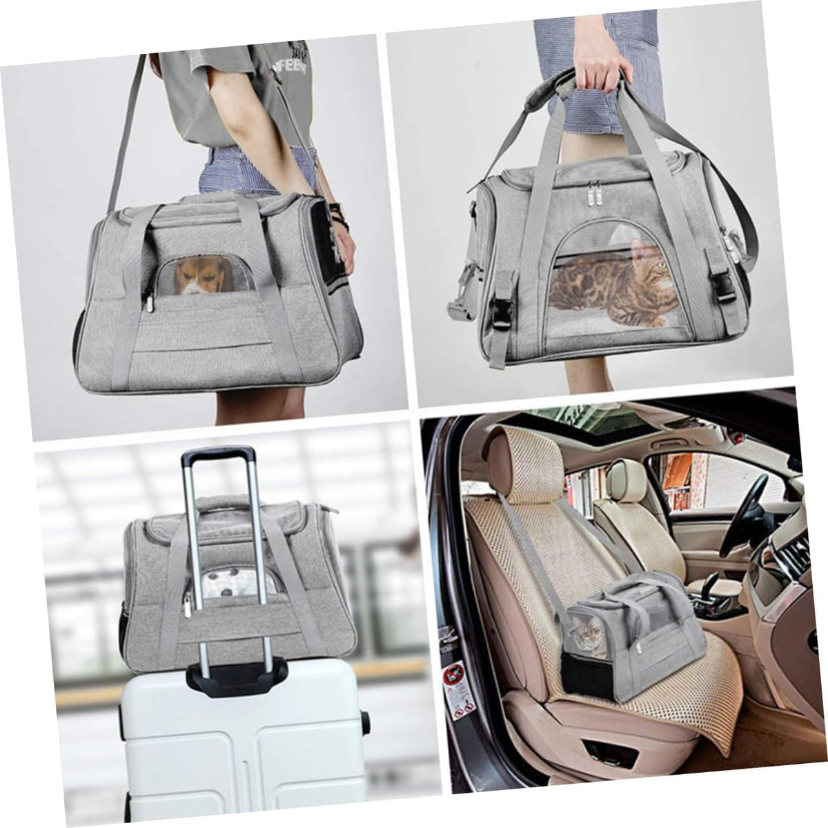 Milisten Breathable Pet Carrier Bag Collapsible Dog Cat Backpack for Travel Camping Sightseeing with Mesh Ventilation Comfortable Spacious Design Gray