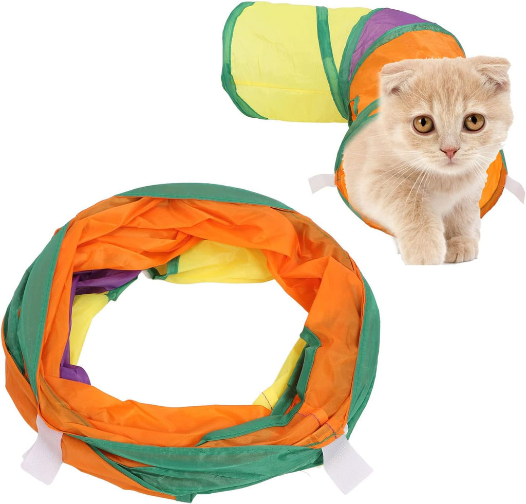 Rainbow Cat Tunnel, Thickening Interactive Pet Tunnel Foldable Cat Play Tunnel Exercising Hiding Training and Running Tunnel for Indoor Cats