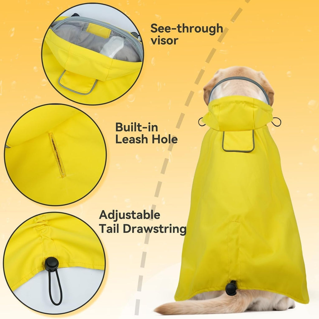 Waterproof Dog Raincoat with Hood, Windproof Rain Jacket for Medium Dogs